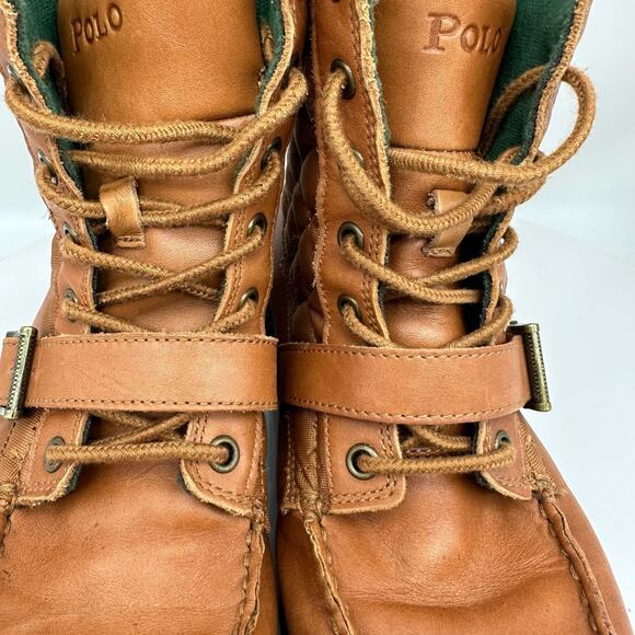 Polo By Ralph Lauren Ranger Tumbled Leather and Quilted Brown Ankle Boot Mens 6 - Picture 5 of 16